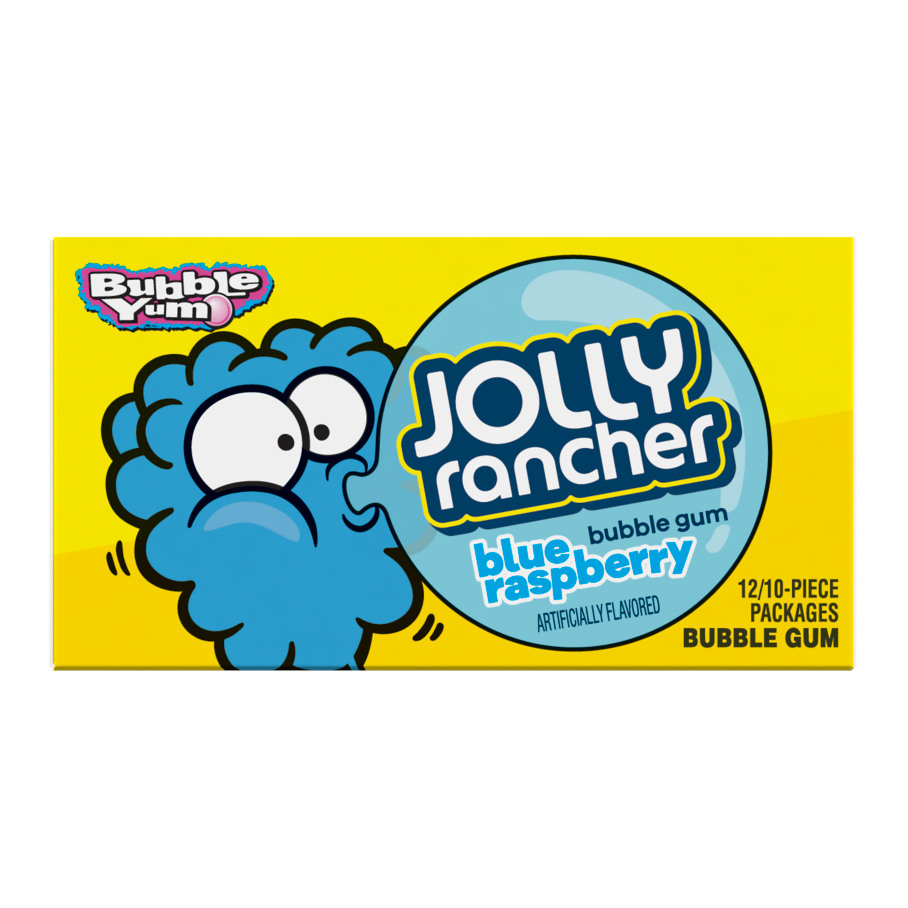 BUBBLE YUM JOLLY RANCHER Blue Raspberry Flavor Bubble Gum, 2.8 oz box, 12  pack