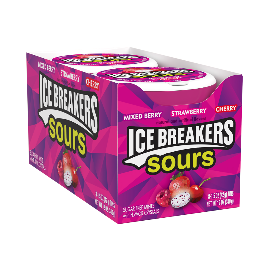 ICE BREAKERS Sours Mixed Berry Sugar Free Mints, 12 oz box, 8 pack