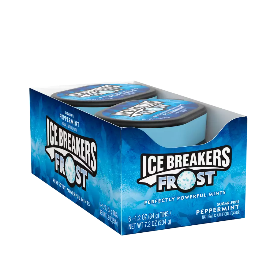 ICE BREAKERS FROST Peppermint Sugar Free Mints, 7.2 oz, 6 pack - Front of Package