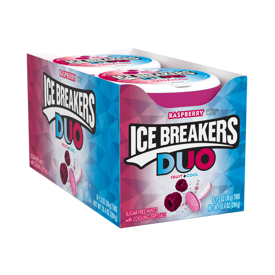 ICE BREAKERS DUO Raspberry Sugar Free Mints, 10.4 oz box, 8 count