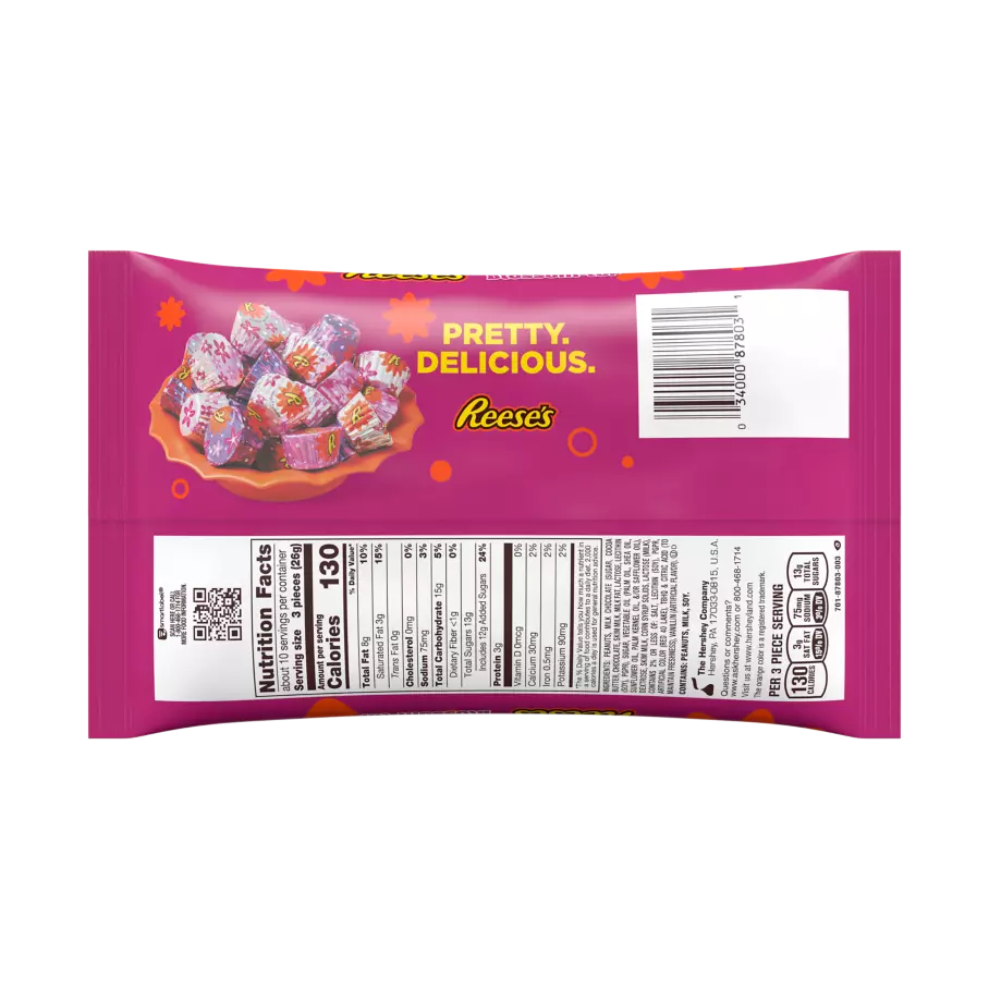REESE'S Blossom-Top Miniature Peanut Butter Cups, 9.3 oz bag - Back of Package