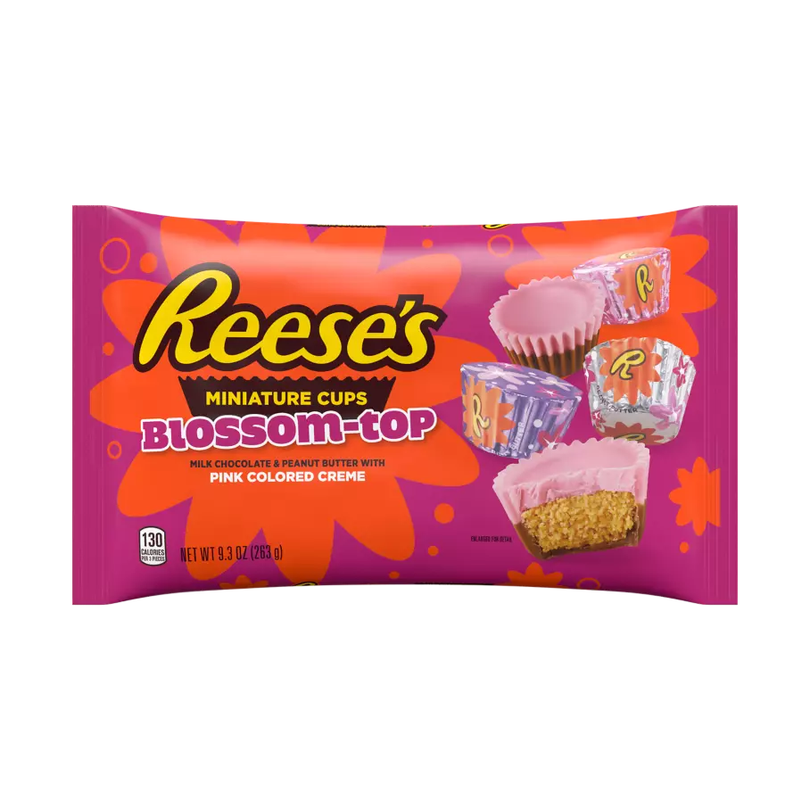 REESE'S Blossom-Top Miniature Peanut Butter Cups, 9.3 oz bag - Front of Package