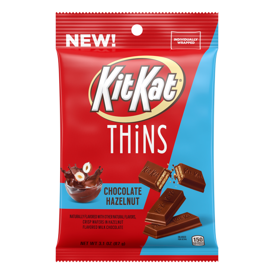 KIT KAT® THiNS Chocolate Hazelnut Candy, 3.1 oz bag - Front of Package