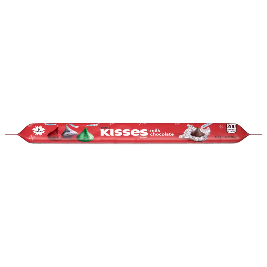 HERSHEY'S KISSES Holiday Milk Chocolate Candy, 1.44 oz sleeve - Front of Package