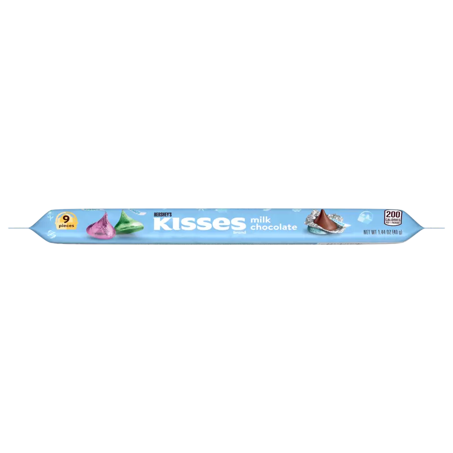 HERSHEY'S KISSES Milk Chocolate Candy, 1.44 oz sleeve - Front of Package