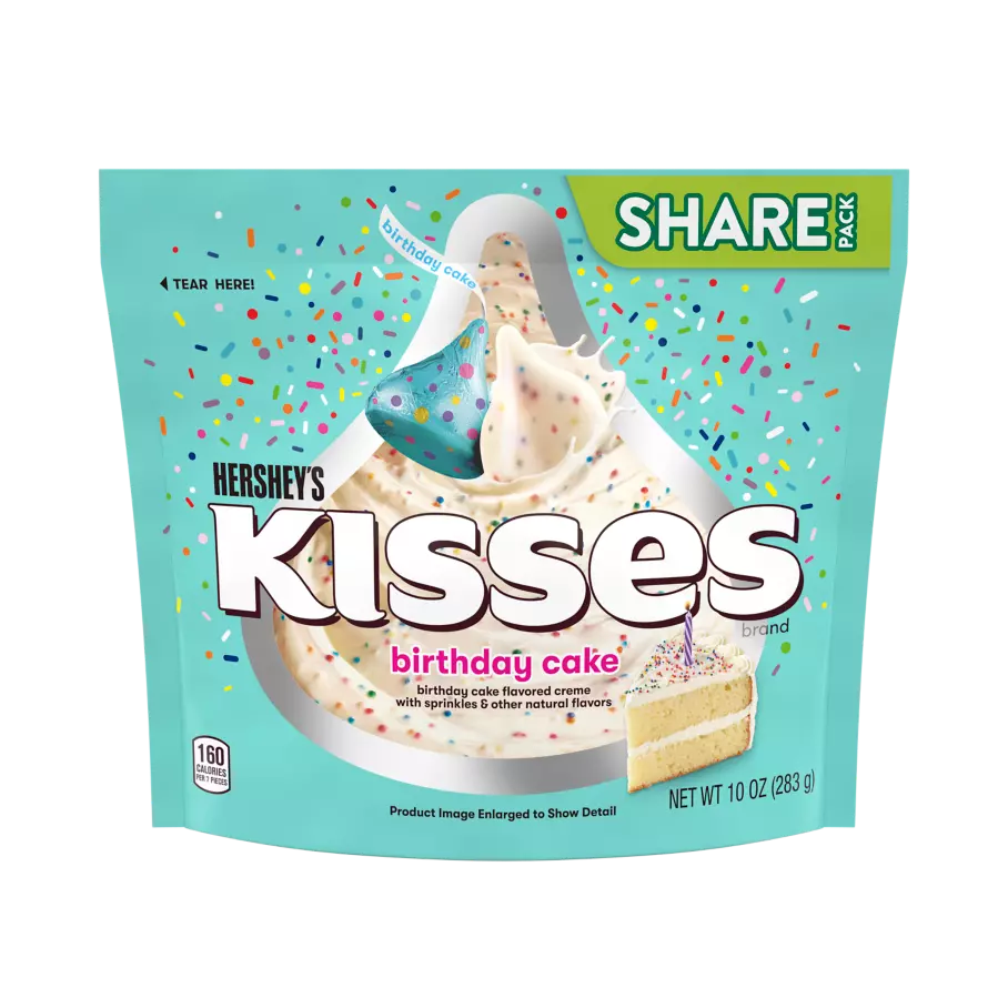 HERSHEY'S KISSES Birthday Cake Candy, 10 oz pack - Front of Package