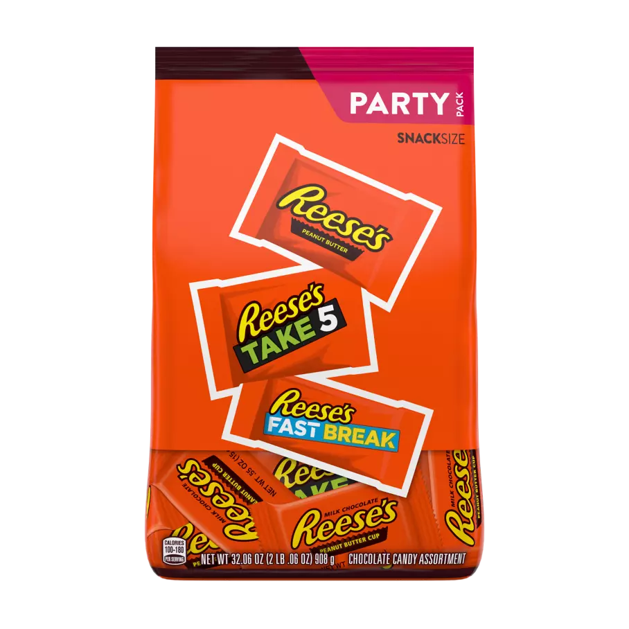 REESE’S Milk Chocolate Peanut Butter Snack Size Assortment, 32.06 oz bag - Front of Package