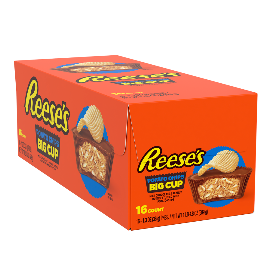 REESE'S Big Cup with Potato Chips Peanut Butter Cups, 1.3 oz, 16 count box