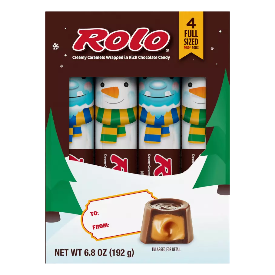 ROLO® Stocking Stuffer Squad Creamy Caramels in Rich Chocolate Candy, 6.8 oz, 4 count storybook box - Front of Package