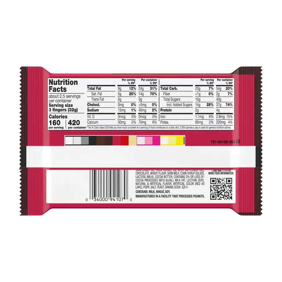 KIT KAT® DUOS Strawberry and Dark Chocolate King Size Candy Bar, 3 oz - Back of Package