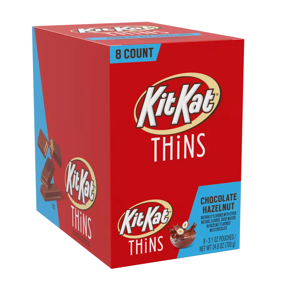 KIT KAT® THiNS Chocolate Hazelnut Candy, 3.1 oz bag, 8 count box