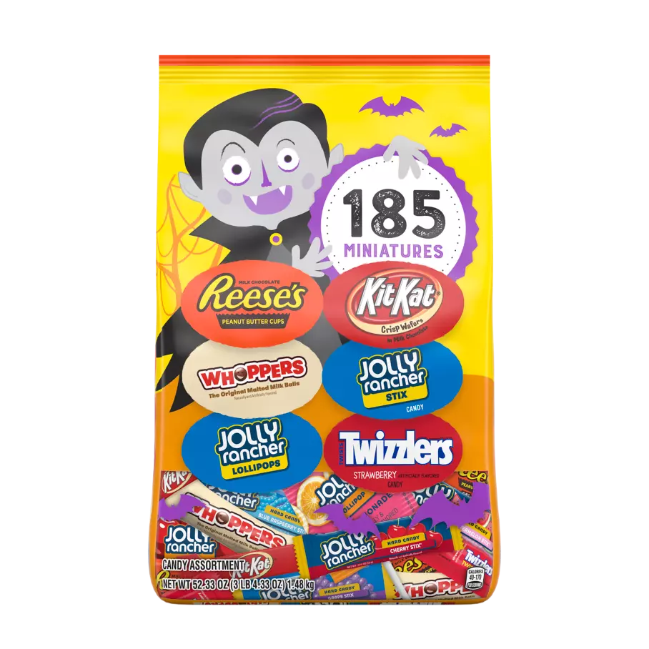 Hershey Halloween Miniatures Assortment, 52.33 oz bag, 185 pieces - Front of Package