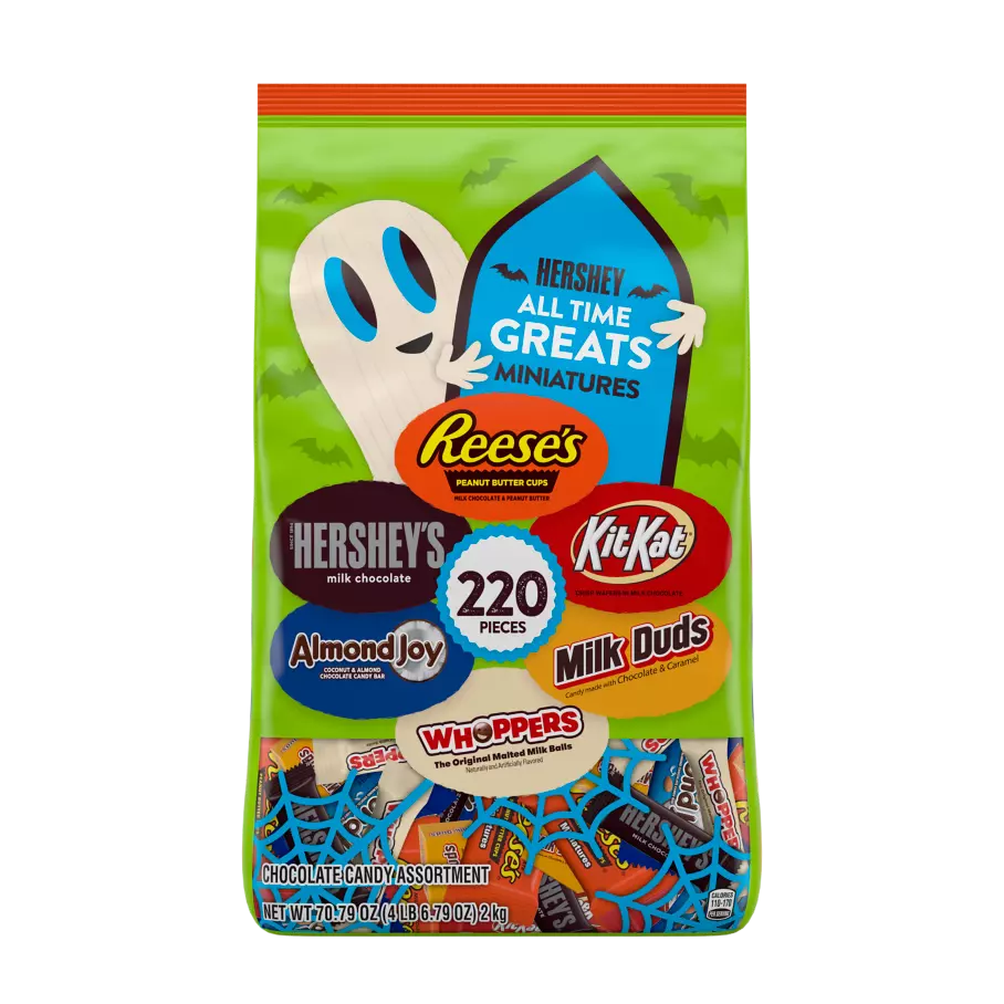 Hershey All Time Greats Miniatures Assortment, 70.79 oz bag, 220 pieces - Front of Package