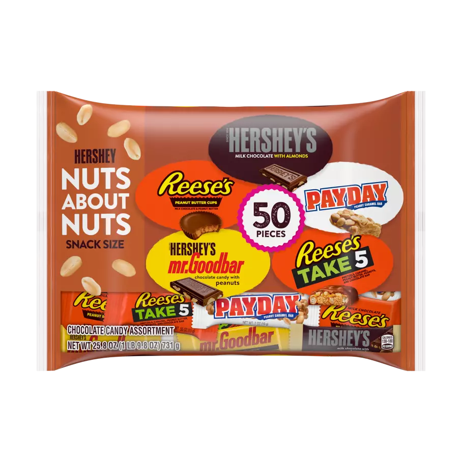 Hershey Nut Lovers Snack Size Assortment, 25.8 oz bag, 50 pieces - Front of Package