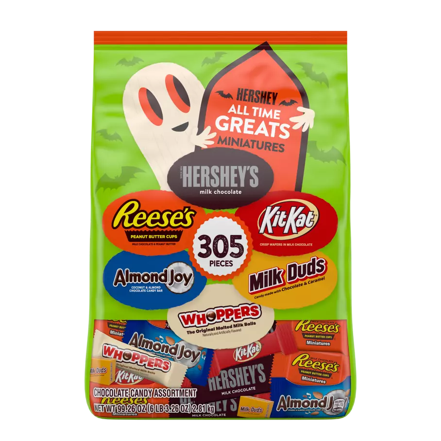 Hershey All Time Greats Miniatures Assortment, 99.26 oz bag, 305 pieces - Front of Package
