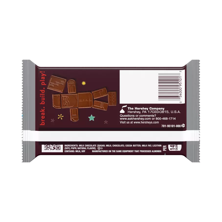 HERSHEY'S Build-A-Santa Milk Chocolate XL Candy Bar, 4 oz - Back of Package