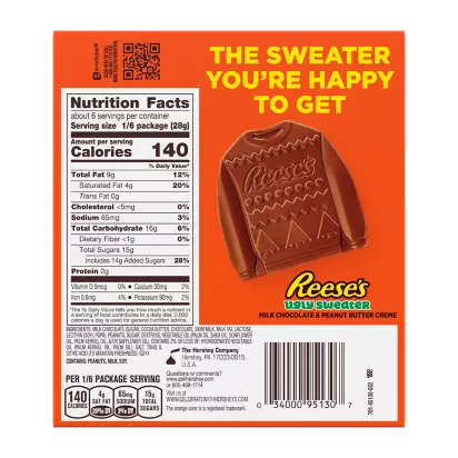 REESE S Milk Chocolate Peanut Butter Creme Ugly Sweater 6 oz box