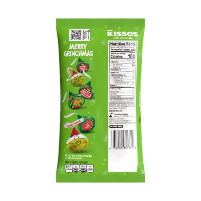 HERSHEY'S KISSES Milk Chocolates with Grinch® Foils, 9.5 oz bag