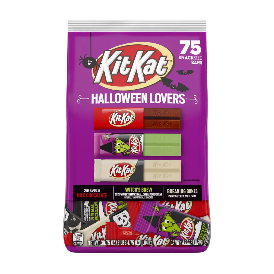 KIT KAT® Halloween Lovers Snack Size Assortment, 36.75 oz bag, 75 pieces - Front of Package