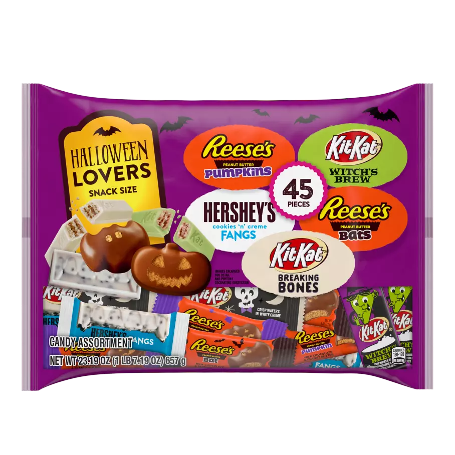 Hershey Halloween Lovers Snack Size Assortment 2319 Oz Bag 45 Pieces 