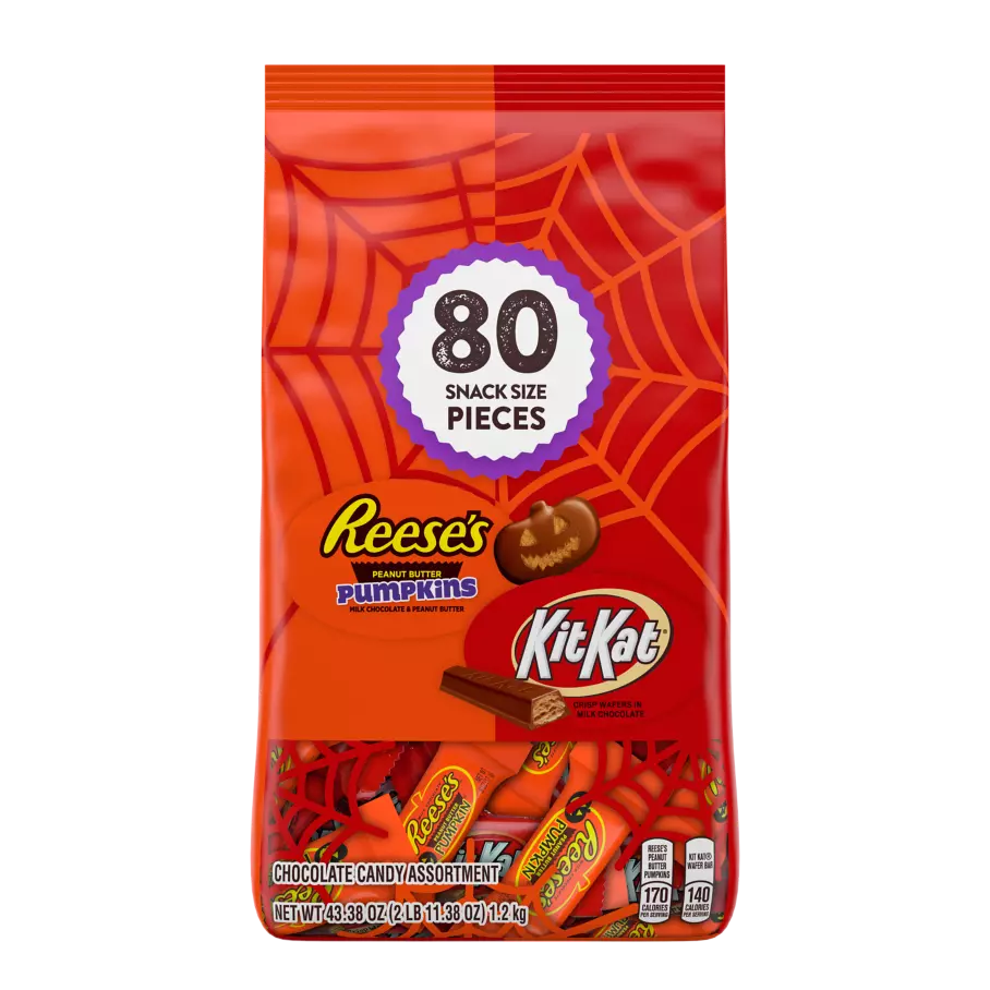 Hershey Halloween Lovers Snack Size Assortment, 43.38 oz bag, 80 pieces - Front of Package