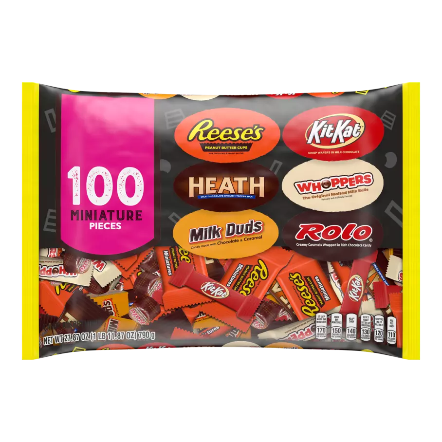 Hershey Halloween Miniatures Assortment, 27.87 oz bag, 100 pieces - Front of Package