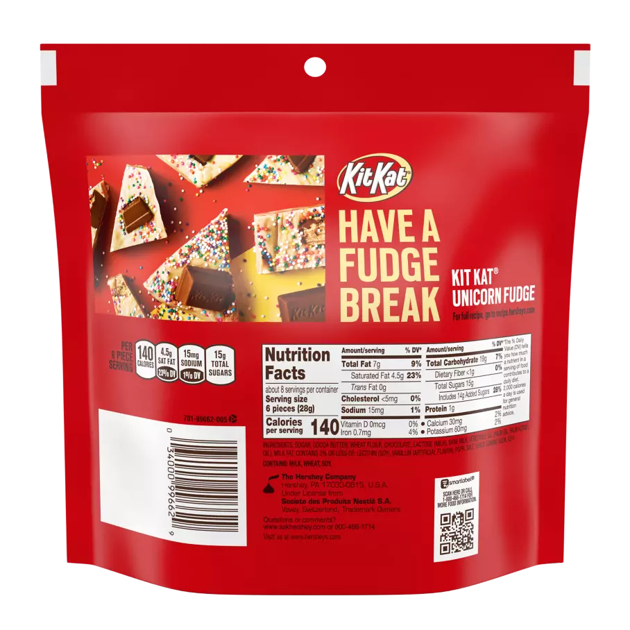 KIT KAT® Minis Milk Chocolate Candy Bars, 7.6 oz bag - Back of Package