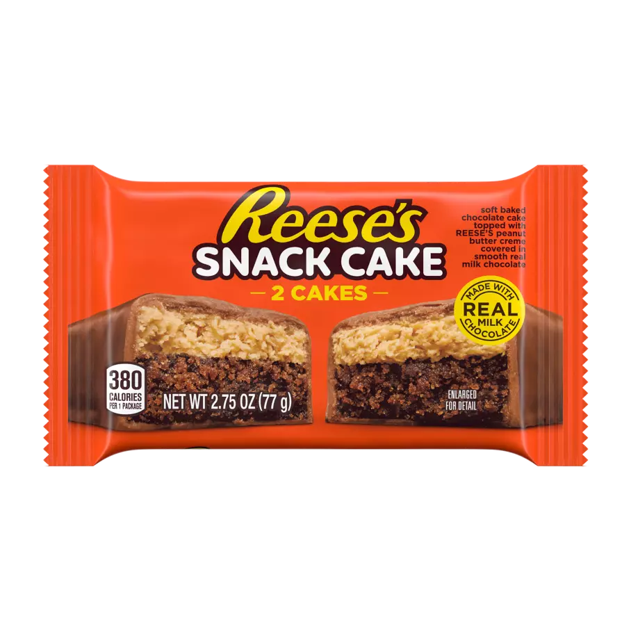 REESE'S Milk Chocolate Peanut Butter Snack Cakes, 2.75 oz - Front of Package