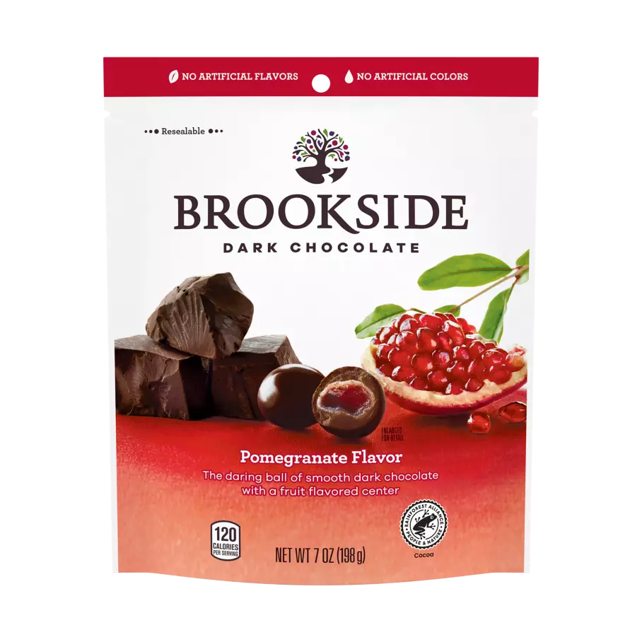 BROOKSIDE Dark Chocolate Pomegranate Flavor Candy, 7 oz bag - Front of Package