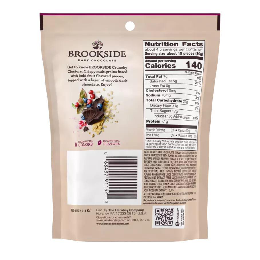 BROOKSIDE Crunchy Clusters Dark Chocolate Candy, 5 oz bag