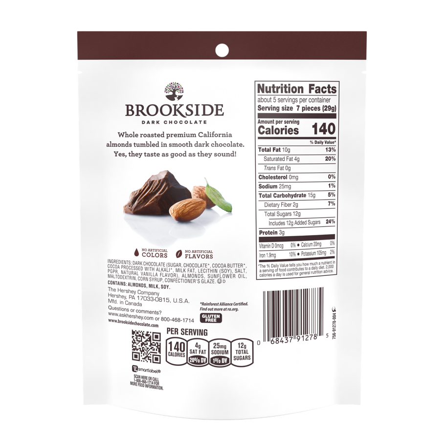 BROOKSIDE Whole Almonds in Dark Chocolate Candy, 5.5 oz bag