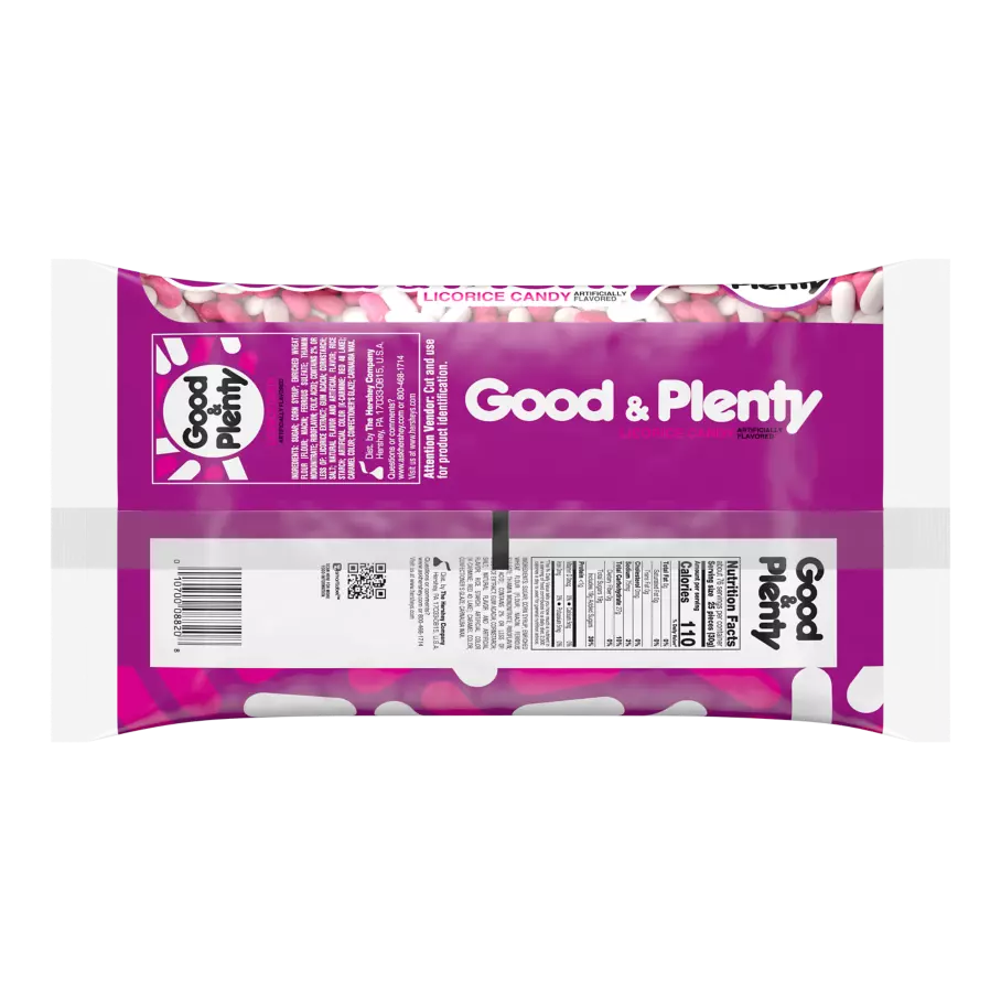 GOOD & PLENTY Licorice Candy, 80 oz bag - Back of Package