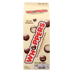 WHOPPERS  Malted Milk Balls, 12 oz carton - Front of Package