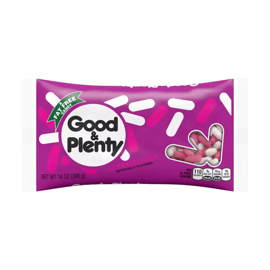 GOOD & PLENTY Licorice Candy, 14 oz bag - Front of Package