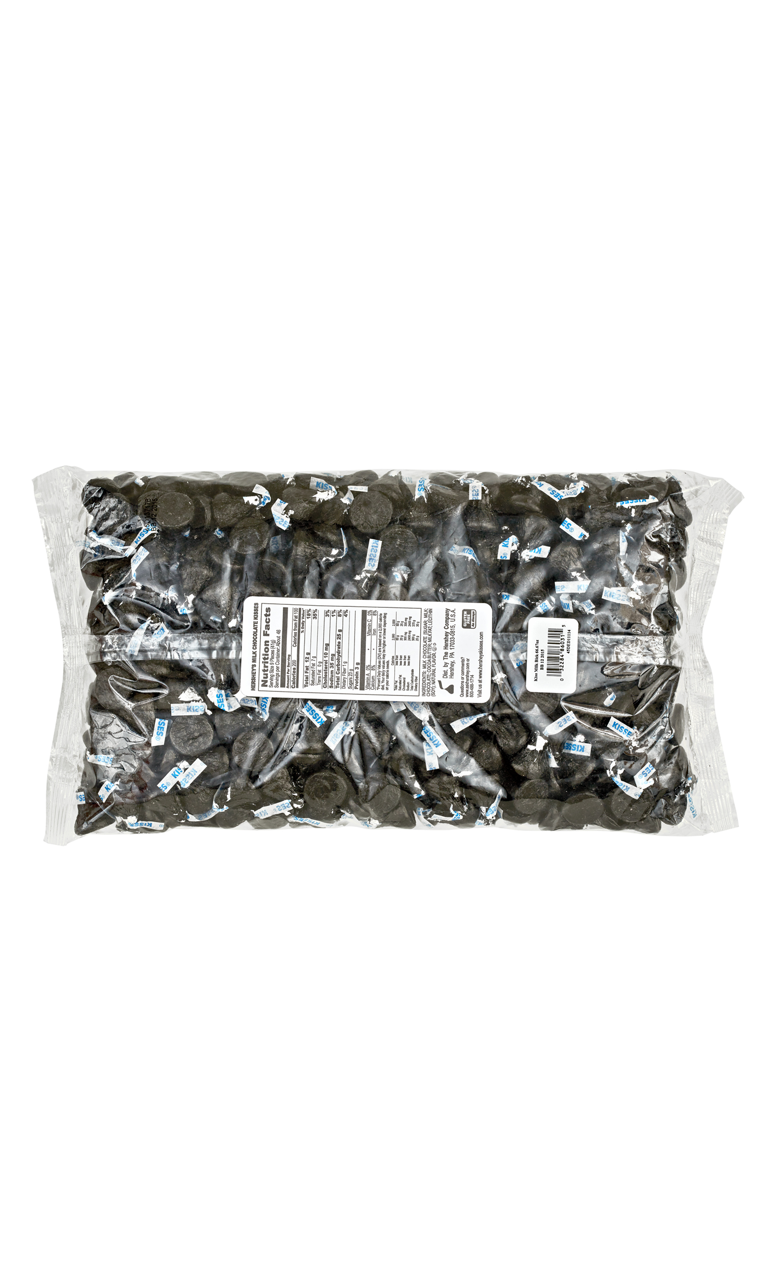 HERSHEY'S KISSES Black Foil Milk Chocolate Candy, 66.7 oz bag - Back of Package