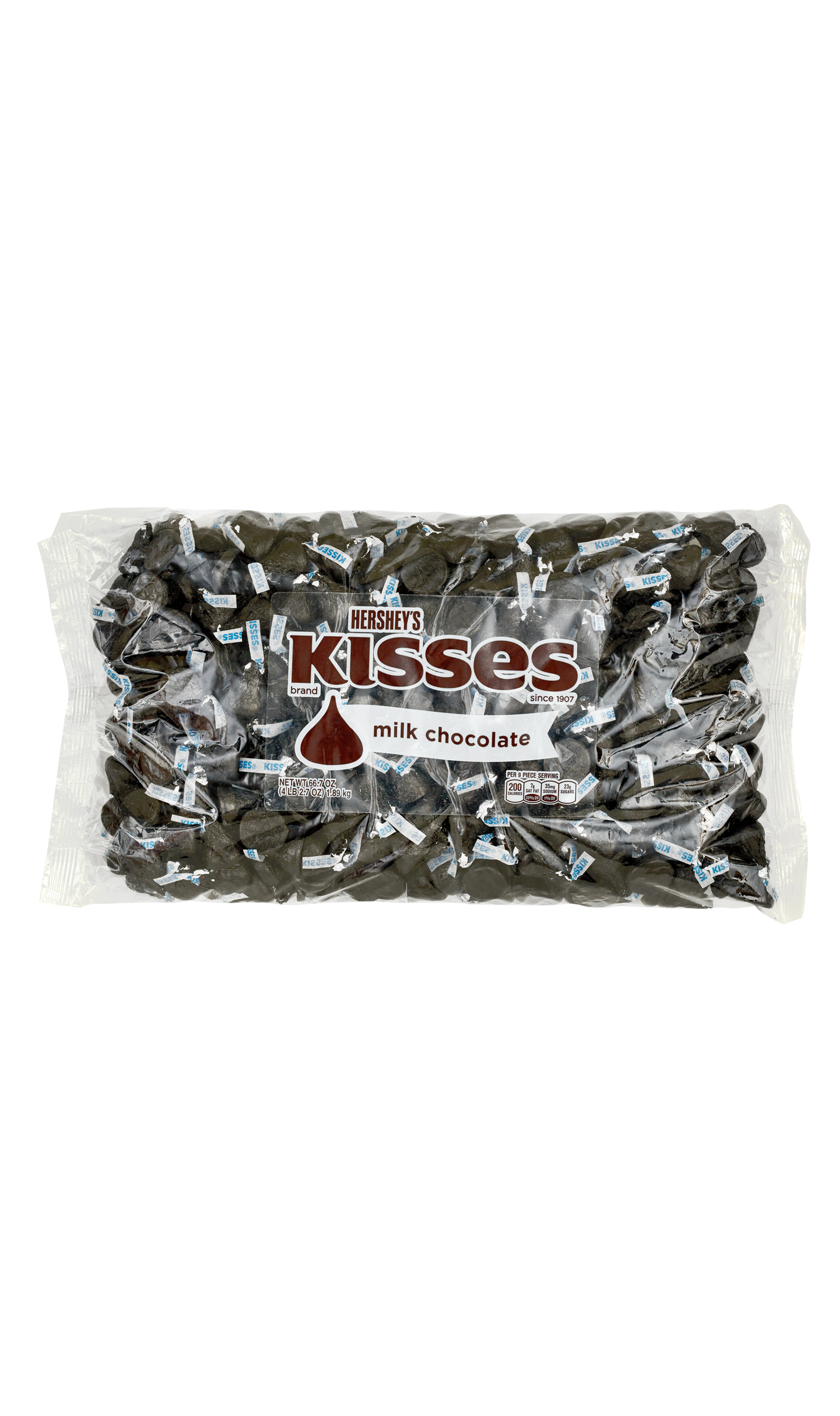 HERSHEY'S KISSES Black Foil Milk Chocolate Candy, 66.7 oz bag - Front of Package