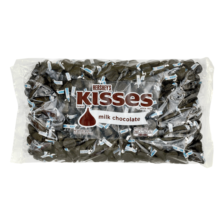 HERSHEY'S KISSES Black Foil Milk Chocolate Candy, 66.7 oz bag - Front of Package