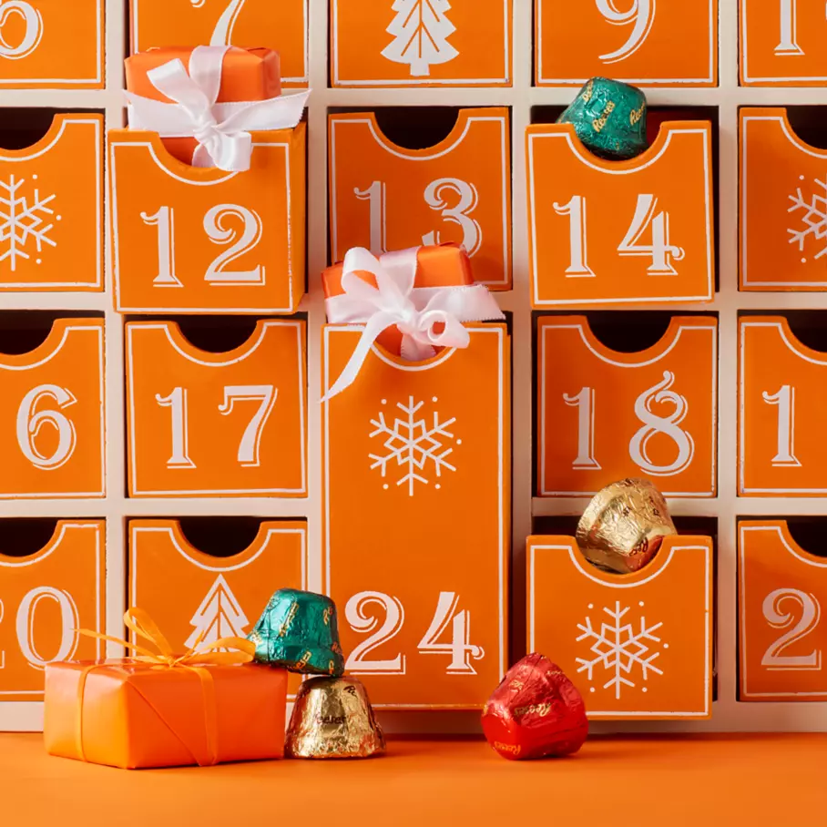REESE'S Bells inside holiday calendar drawers