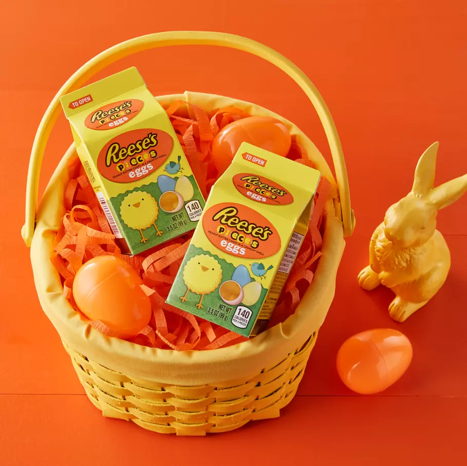 REESE'S PIECES Egg Cartons inside Easter basket