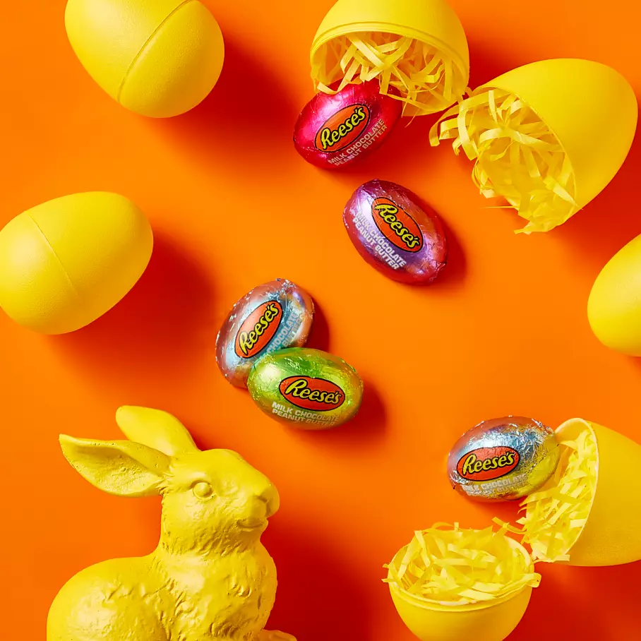 REESE'S Peanut Butter Eggs beside Easter eggs