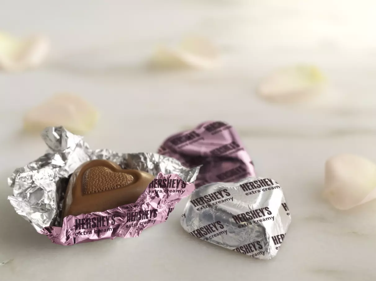 HERSHEY'S Hearts wrapped and unwrapped candies