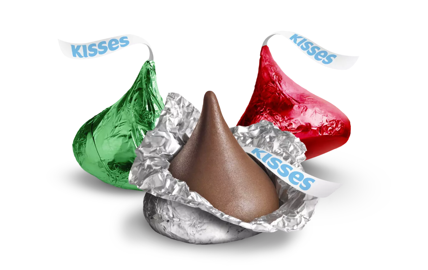 HERSHEY'S KISSES Holiday Milk Chocolate Candy, 1.44 oz sleeve - Out of Package
