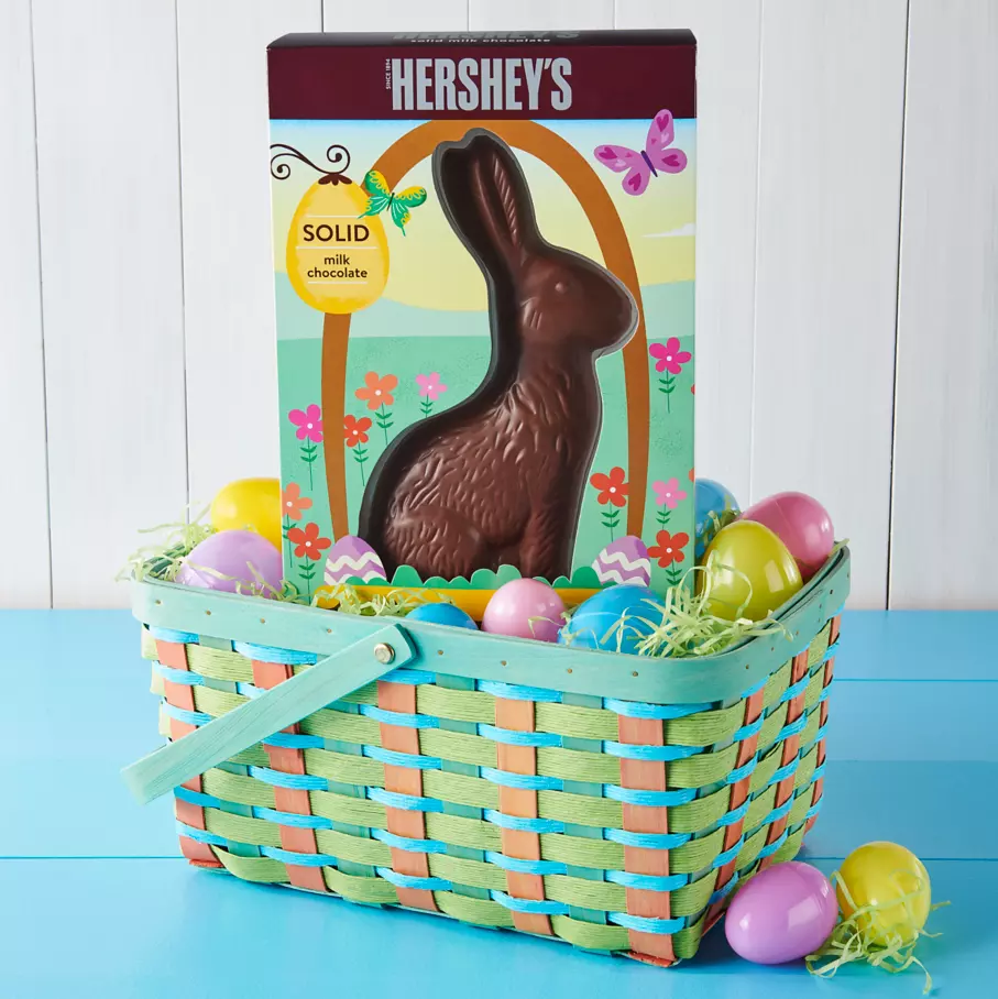 HERSHEY'S Milk Chocolate Bunny inside Easter basket