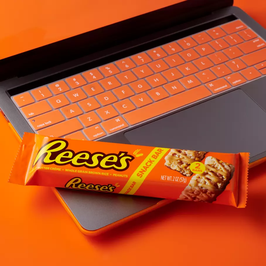REESE'S Snack Bar on laptop keyboard