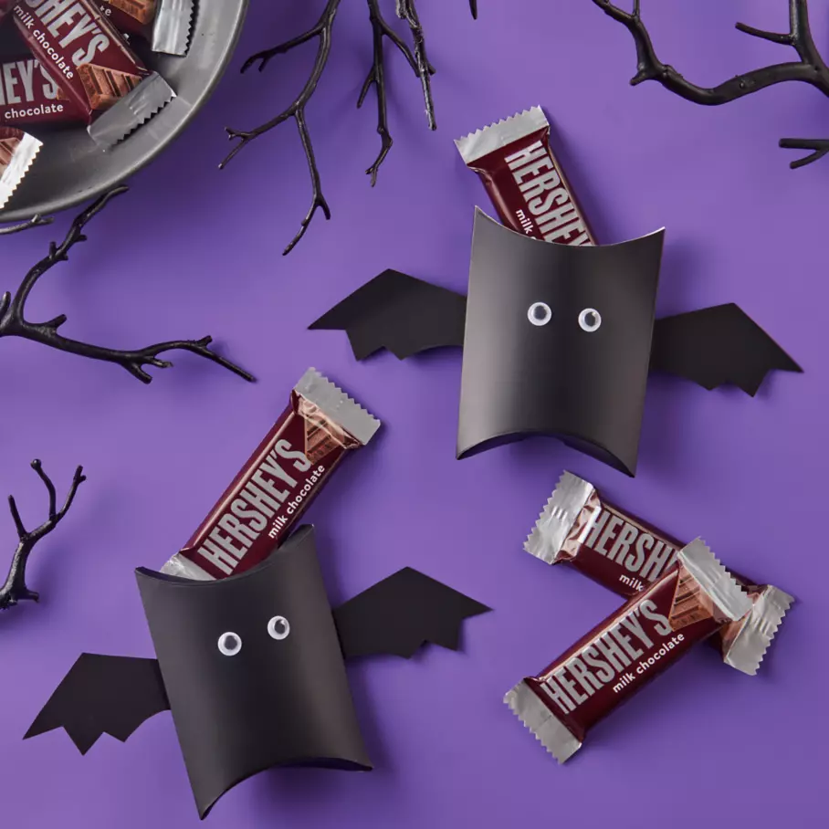 HERSHEY'S Milk Chocolate Candy Bars surrounded by bats