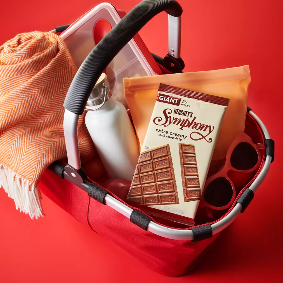 SYMPHONY Giant Candy Bar inside picnic basket