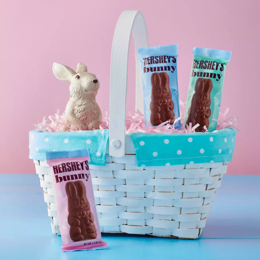 HERSHEY'S Easter Bunnies inside Easter basket