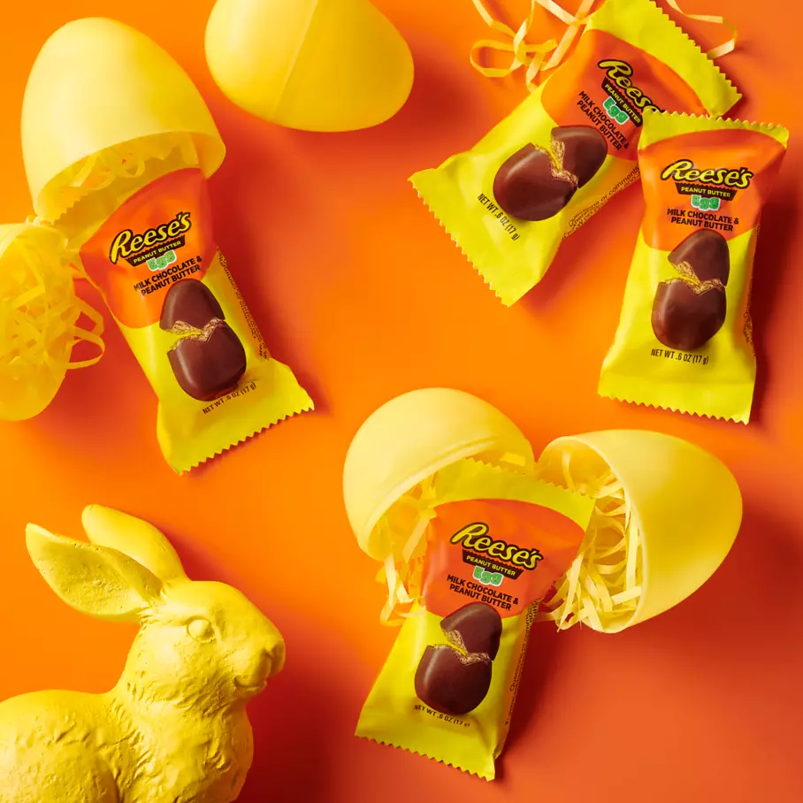 REESE'S Snack Size Eggs surrounded by Easter eggs