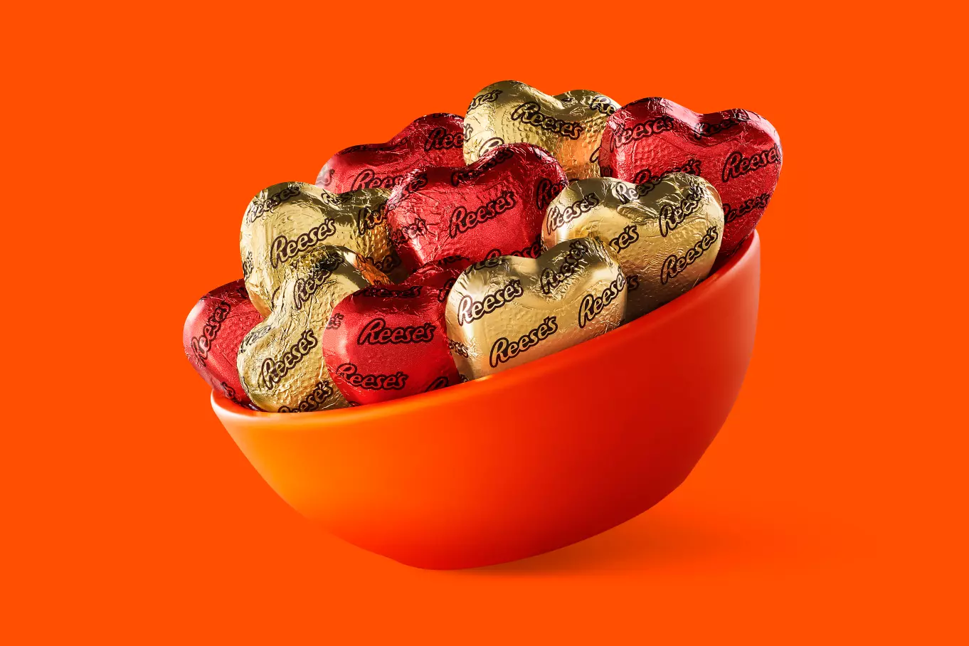 REESE'S hearts inside decorative bowl