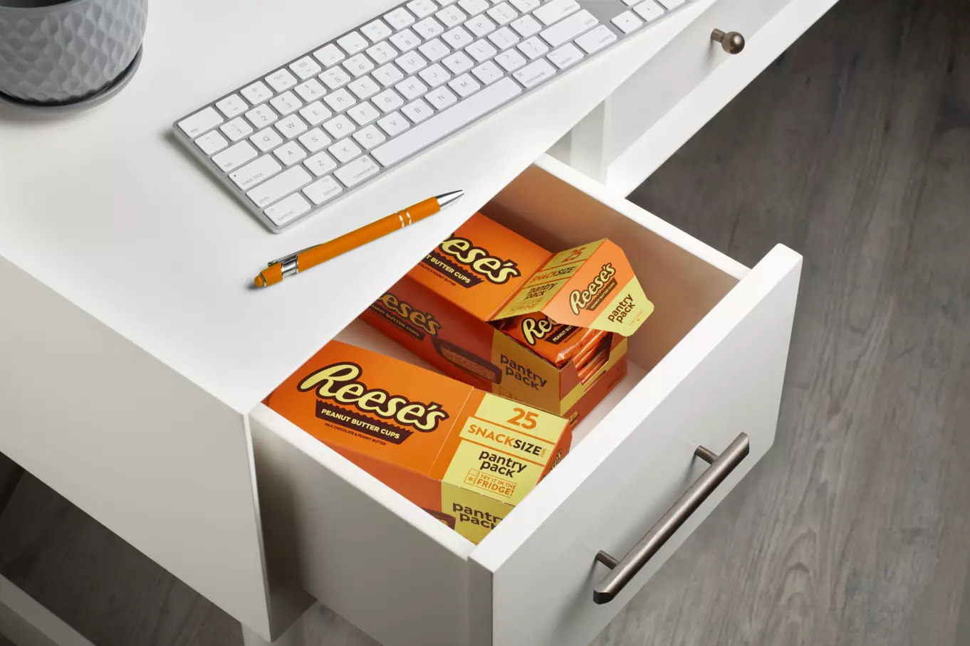 REESE'S Pantry Pack inside office desk drawer